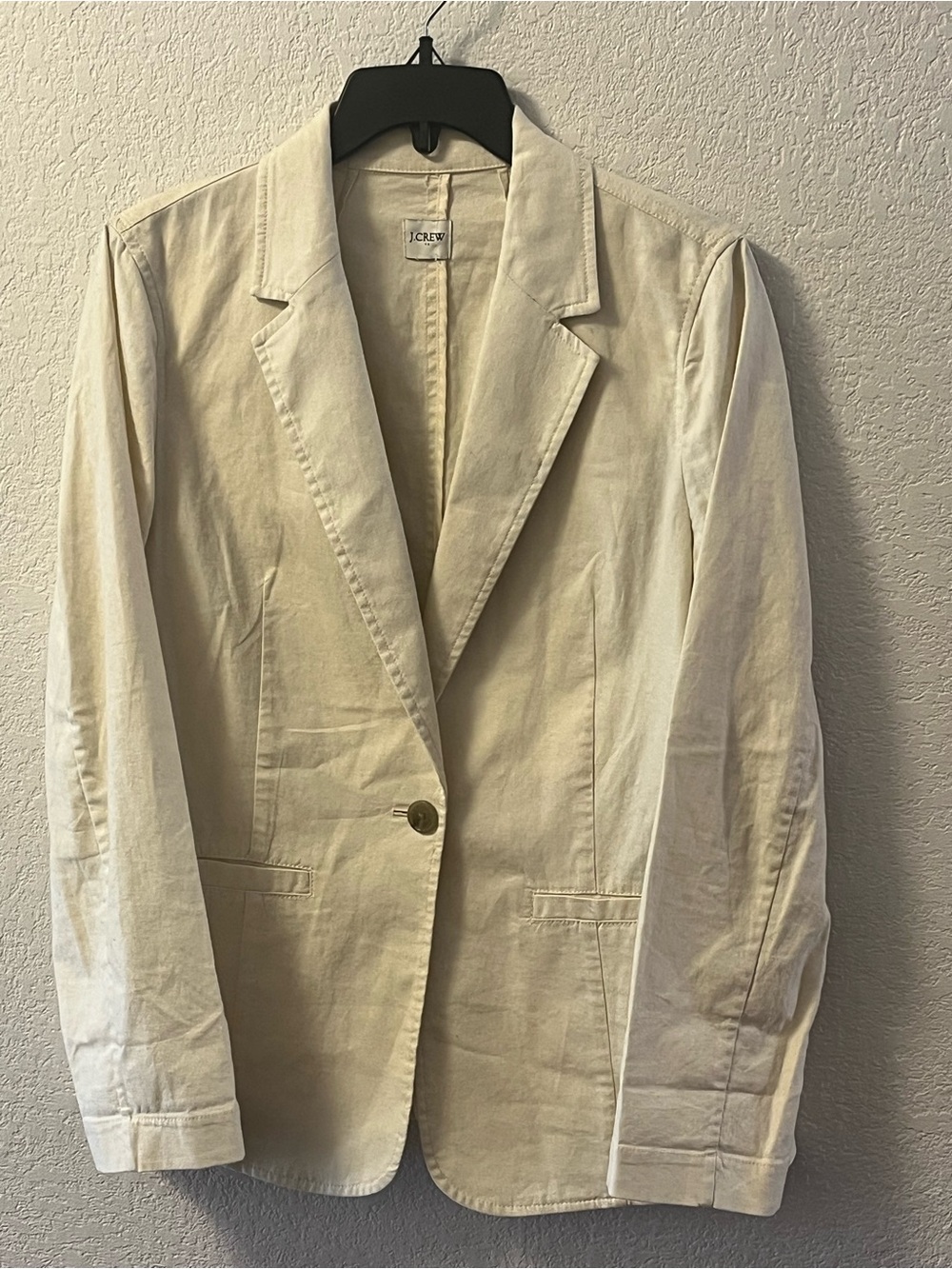 Crew Linen Cotton Blend Tailored Blazer Cream Neutral - Sz M (See Measurements) - Picture 2 of 6